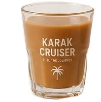 Karak tea in a branded glass